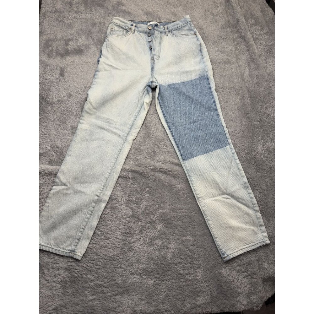 PacSun Dad Jeans Color Block Womens 28 Button Fly Denim Light Wash 90s Mom